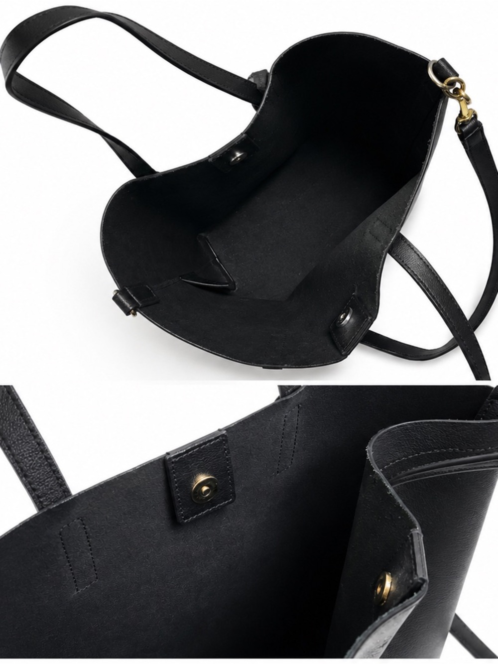 Saint Laurent Black Leather Tote with Gold YSL Charm and Strap - Picture 3 of 8